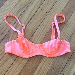 Aerie Underwire Bikini Top in Neon Coral Pink and Orange